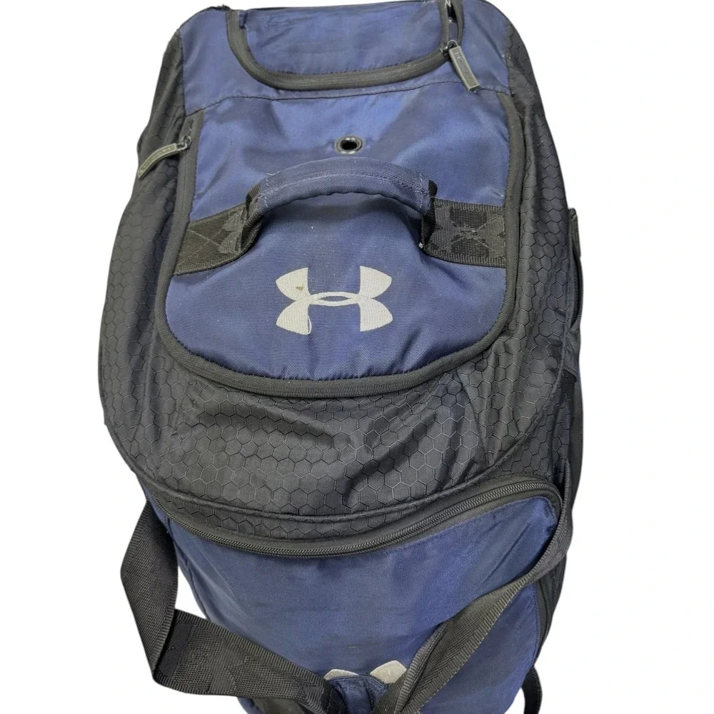Under Armour Navy Blue Rolling Duffle Bag Large Travel Luggage Wheel Suitcase UA
